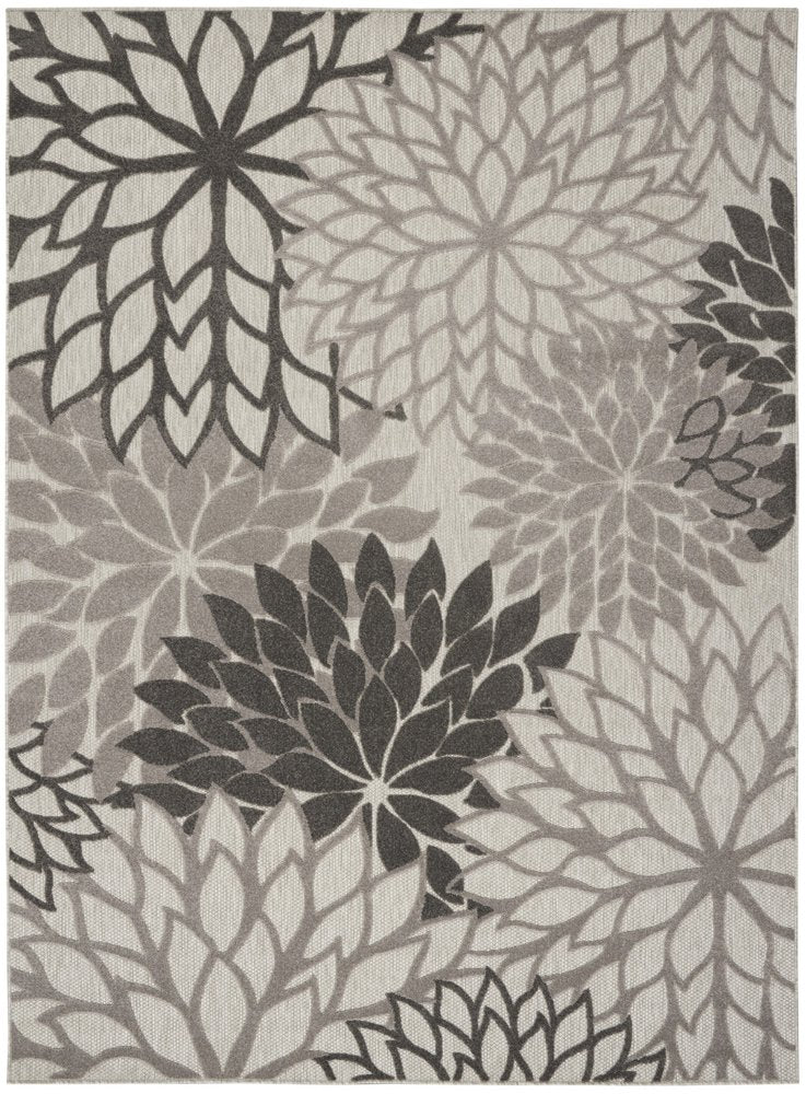 9' X 12' Gray And Silver Floral Indoor Outdoor Area Rug HomeRoots