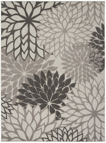 9' X 12' Gray And Silver Floral Indoor Outdoor Area Rug HomeRoots