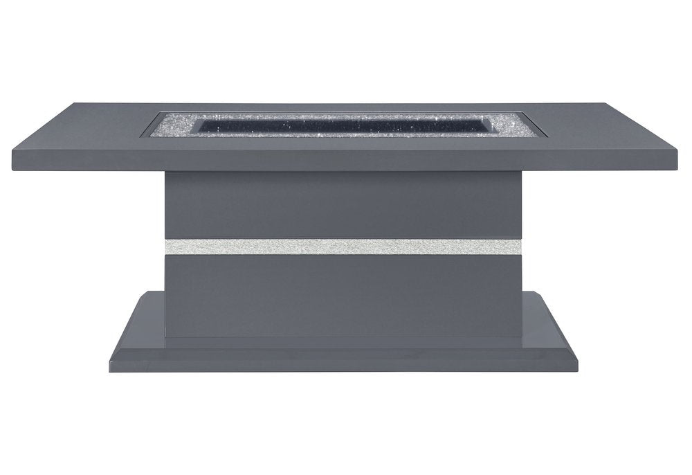 52" Dark Gray Wood And Faux Crystal Pedestal Coffee Table HomeRoots
