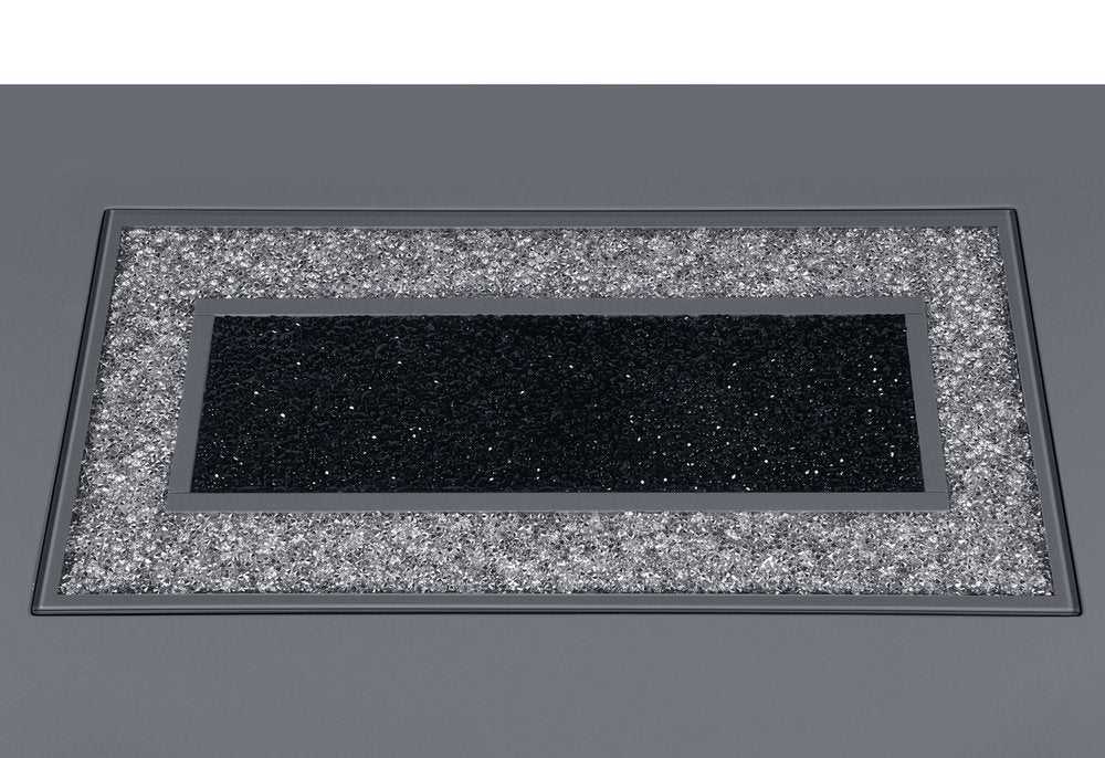 52" Dark Gray Wood And Faux Crystal Pedestal Coffee Table HomeRoots