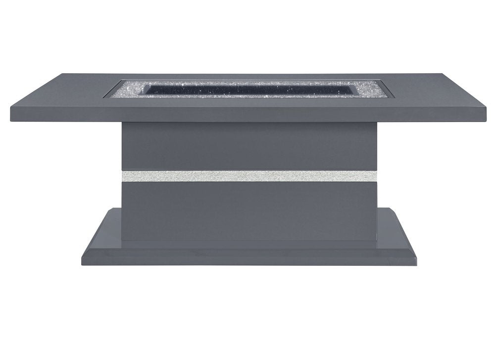 52" Dark Gray Wood And Faux Crystal Pedestal Coffee Table HomeRoots