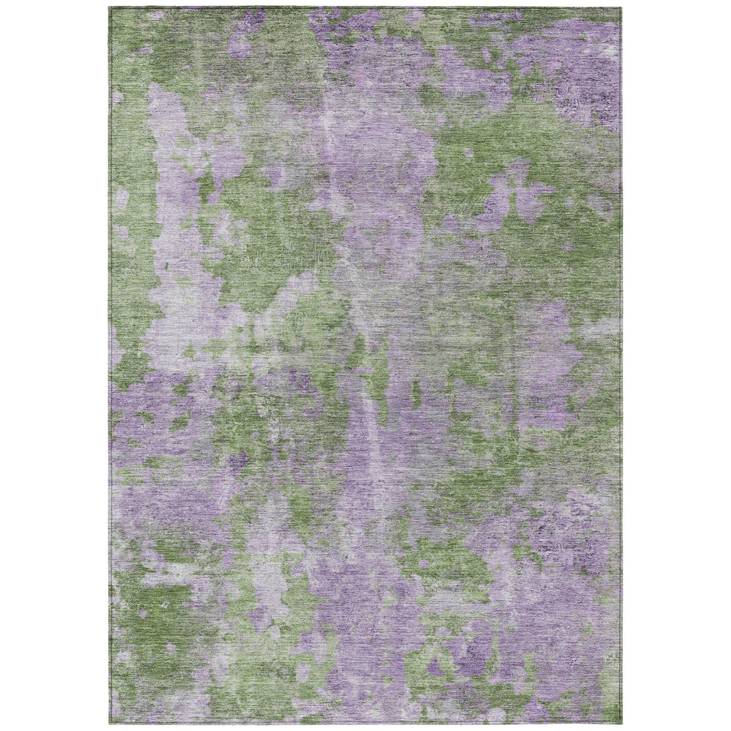 8' X 10' Green and Purple Abstract Washable Non Skid Indoor Outdoor Area Rug