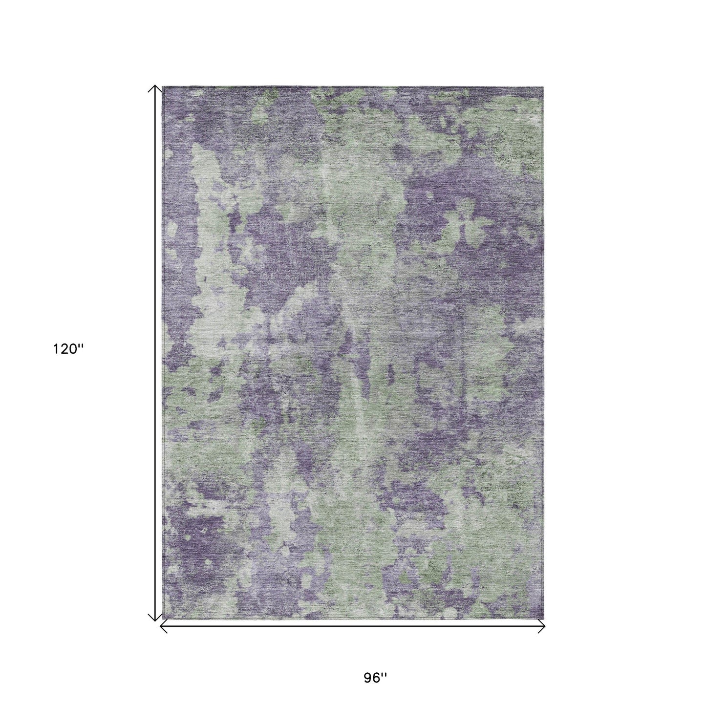 8' X 10' Purple and Green Abstract Washable Non Skid Indoor Outdoor Area Rug