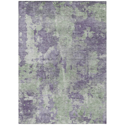 8' X 10' Purple and Green Abstract Washable Non Skid Indoor Outdoor Area Rug