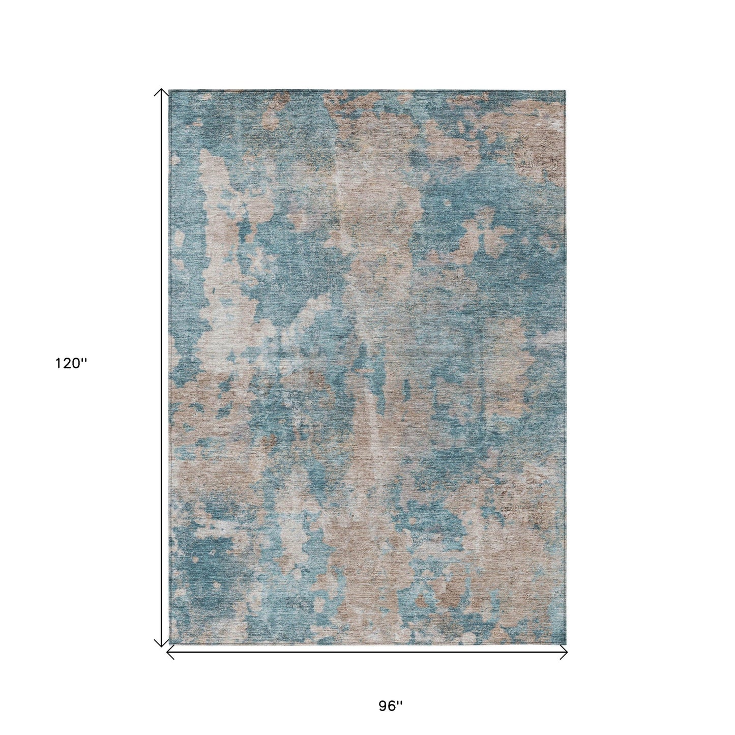 8' X 10' Teal and Taupe Abstract Washable Non Skid Indoor Outdoor Area Rug