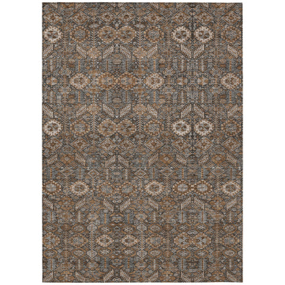 8' X 10' Chocolate Floral Washable Non Skid Indoor Outdoor Area Rug