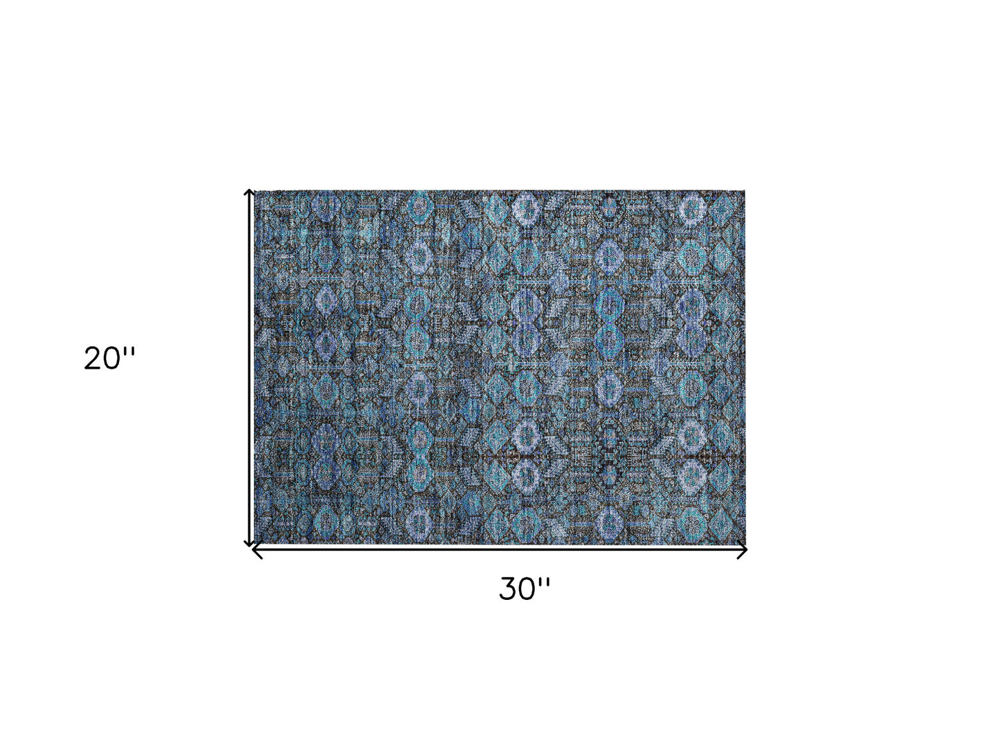 2' X 3' Blue and Coffee Floral Washable Non Skid Indoor Outdoor Area Rug