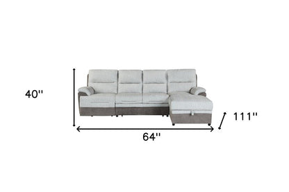 Beige And Brown Fabric Sleeper L Shaped Three Piece Sofa and Storage Chaise Sectional HomeRoots