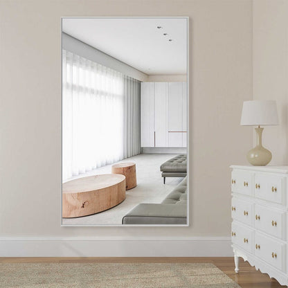 59" Silver Metal Leaning Framed Full Length Mirror