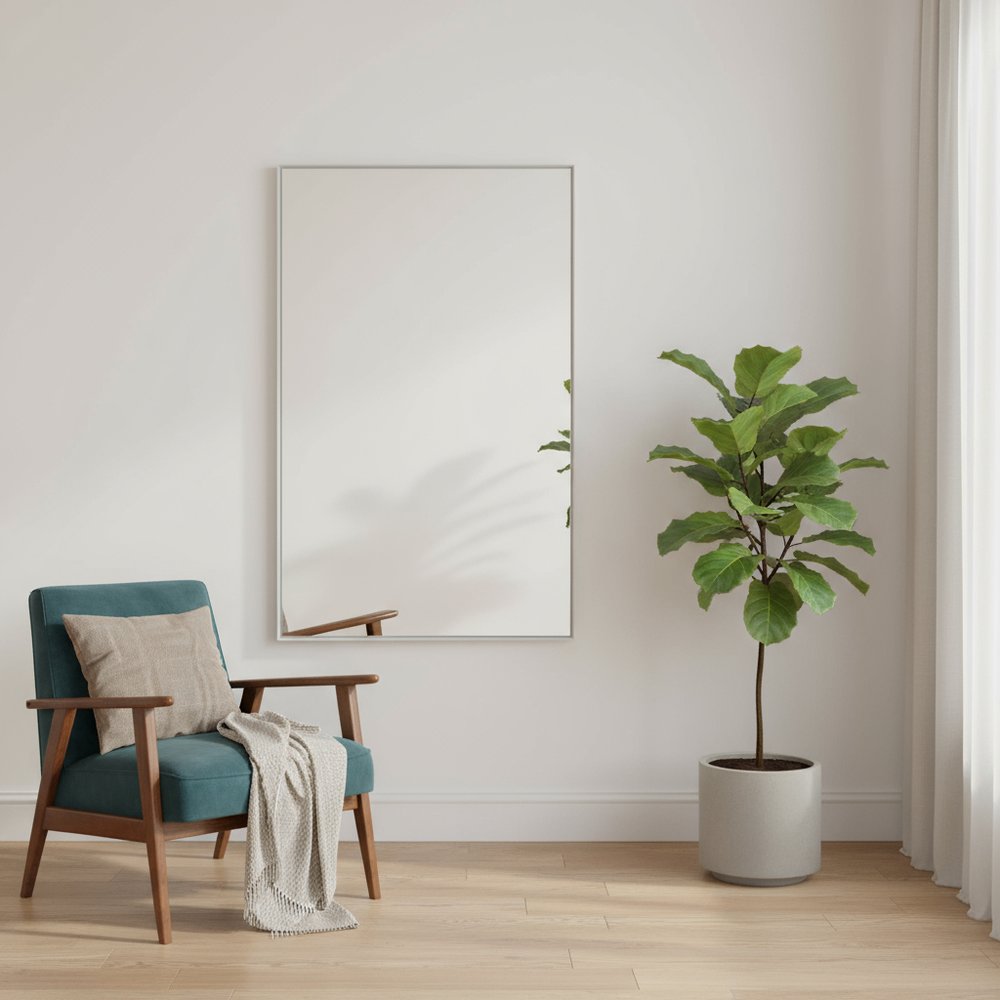 59" Silver Metal Leaning Framed Full Length Mirror — view 10