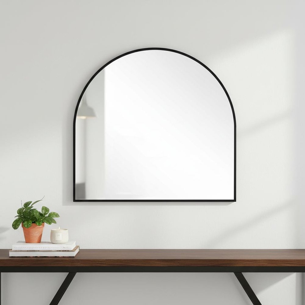 29" Black Metal Arch Framed Accent Mirror — view 7