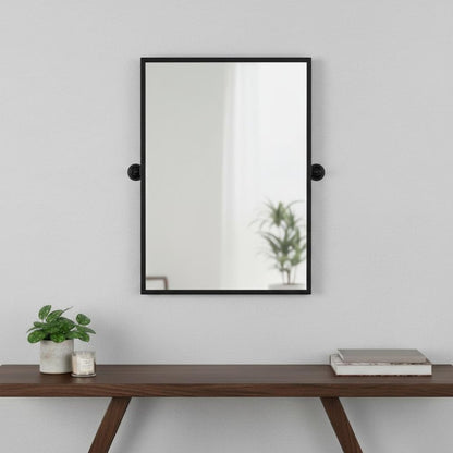 31" Black Metal Tilting Framed Accent Mirror HomeRoots