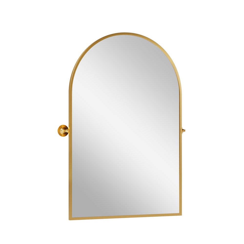 31" Gold Aluminum Arch Tilting Framed Accent Mirror HomeRoots
