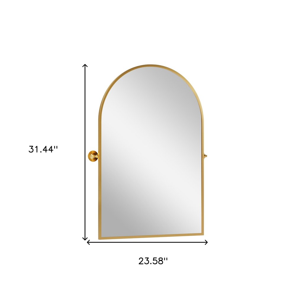 31" Gold Aluminum Arch Tilting Framed Accent Mirror HomeRoots