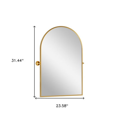 31" Gold Aluminum Arch Tilting Framed Accent Mirror HomeRoots