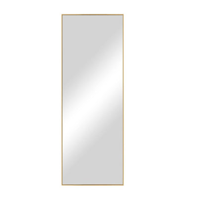 71" Gold Metal Leaning Framed Full Length Mirror
