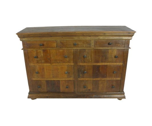 60" Brown Wood Nine Drawer Double Dresser