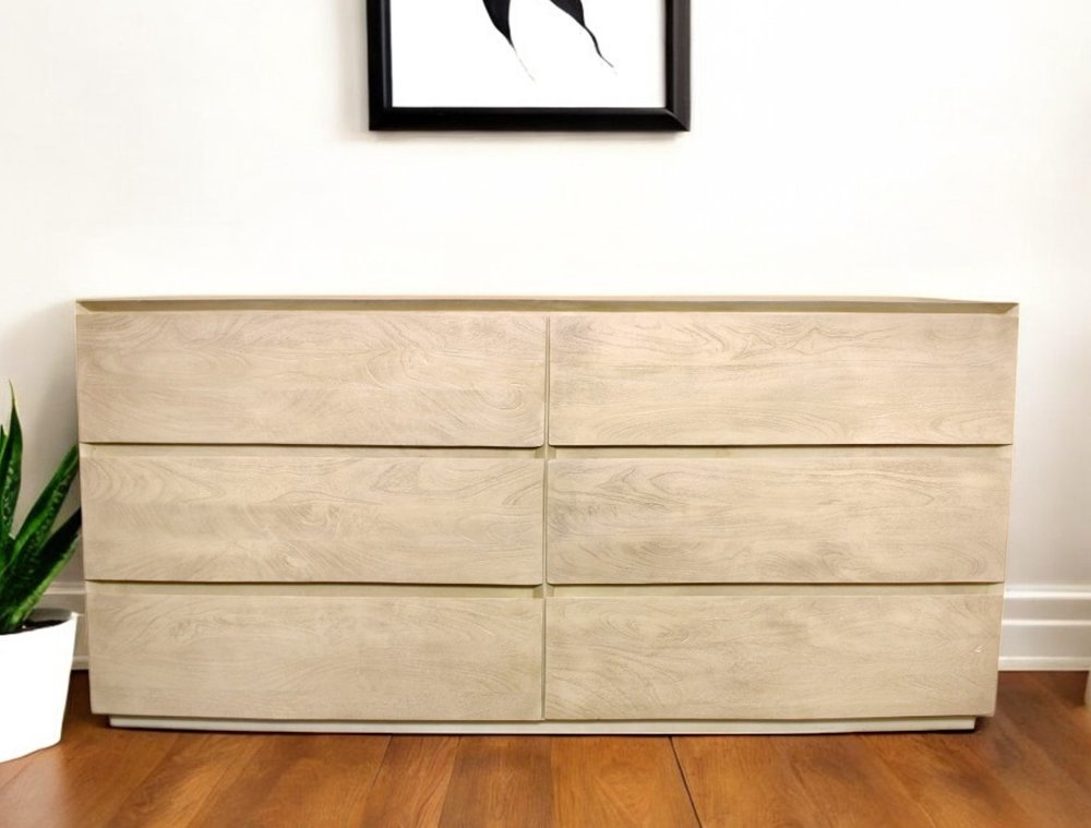 72" Natural Solid Wood Six Drawer Double Dresser HomeRoots