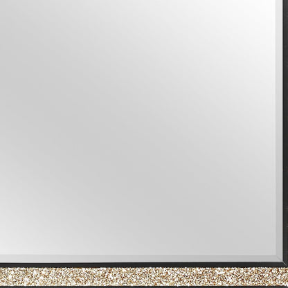 36" Black And Gold Faux Crystal And Wood Dresser Mount Framed Mirror