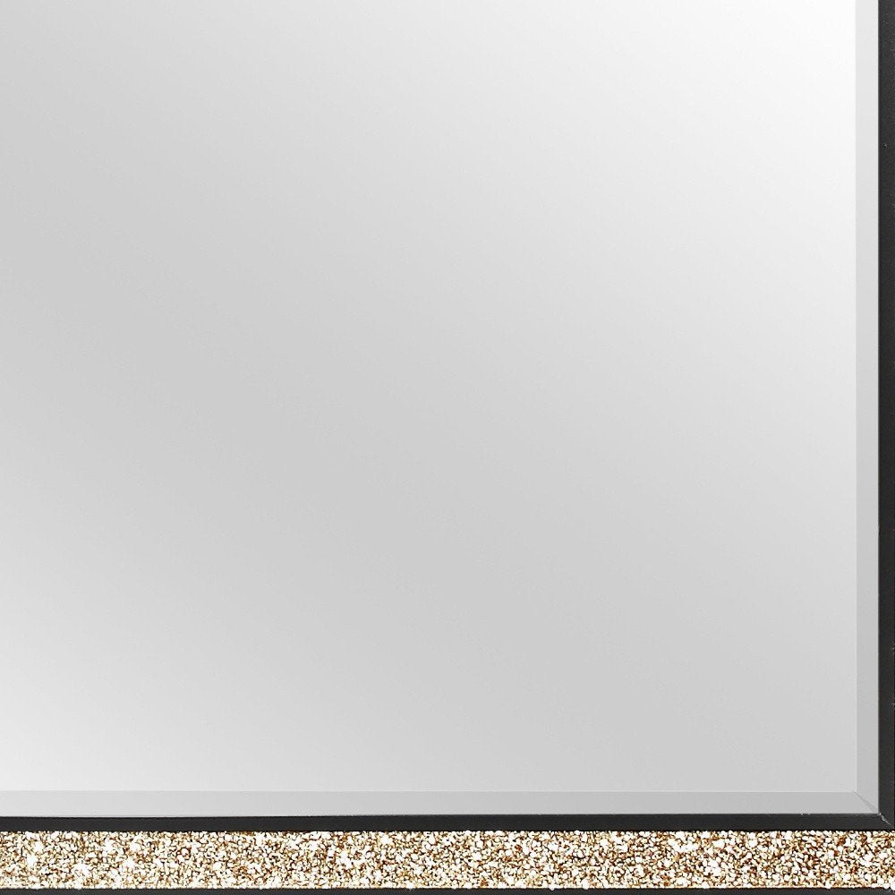 36" Black And Gold Faux Crystal And Wood Dresser Mount Framed Mirror HomeRoots