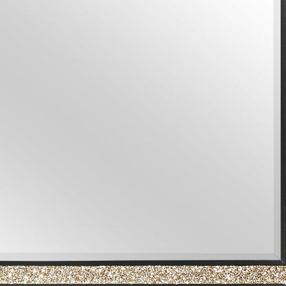 36" Black And Gold Faux Crystal And Wood Dresser Mount Framed Mirror HomeRoots