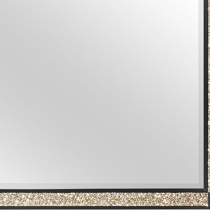36" Black And Gold Faux Crystal And Wood Dresser Mount Framed Mirror