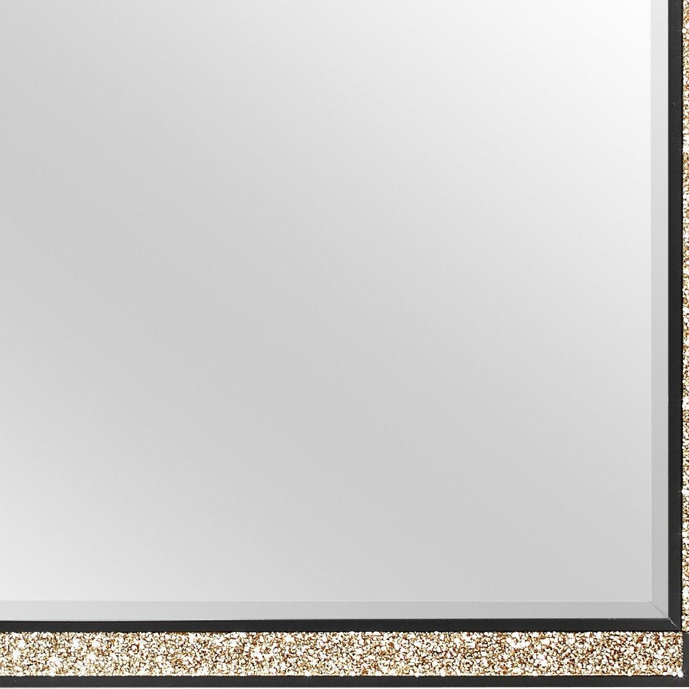 36" Black And Gold Faux Crystal And Wood Dresser Mount Framed Mirror HomeRoots