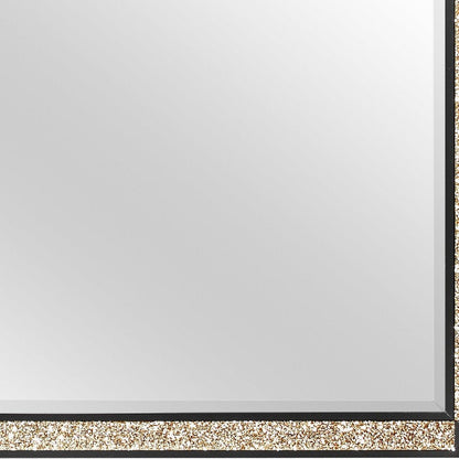 36" Black And Gold Faux Crystal And Wood Dresser Mount Framed Mirror HomeRoots