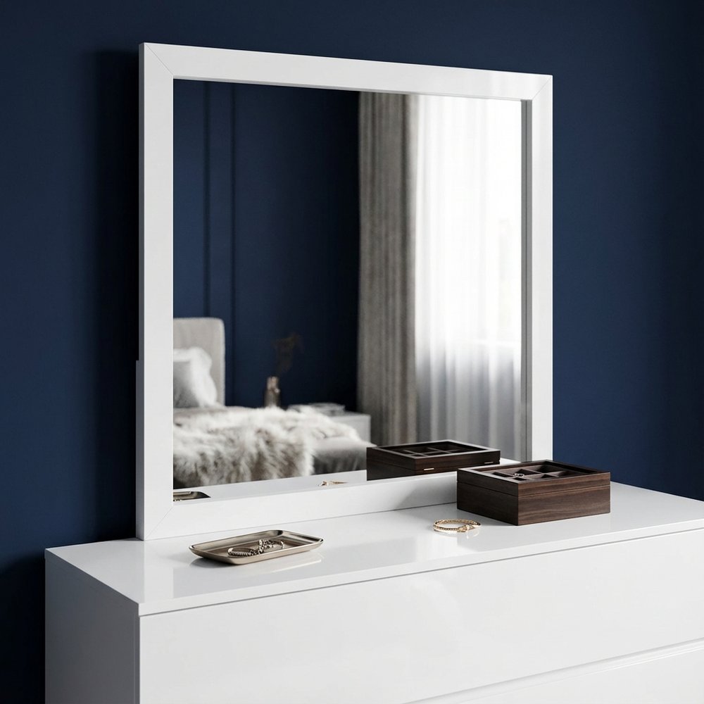 40" White Wood Square Dresser Mount Framed Mirror HomeRoots