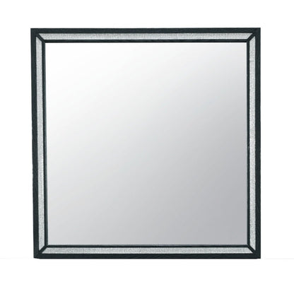 37" Black Faux Crystal And Wood Dresser Mount Framed Mirror HomeRoots