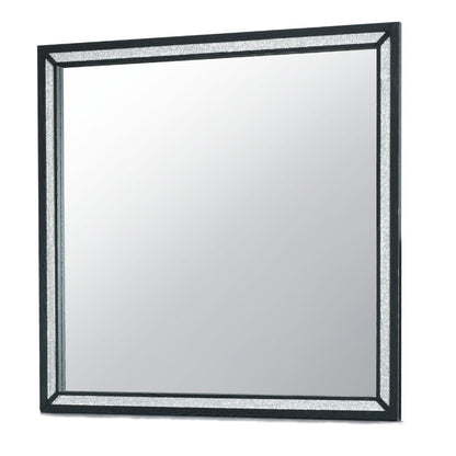 37" Black Faux Crystal And Wood Dresser Mount Framed Mirror HomeRoots