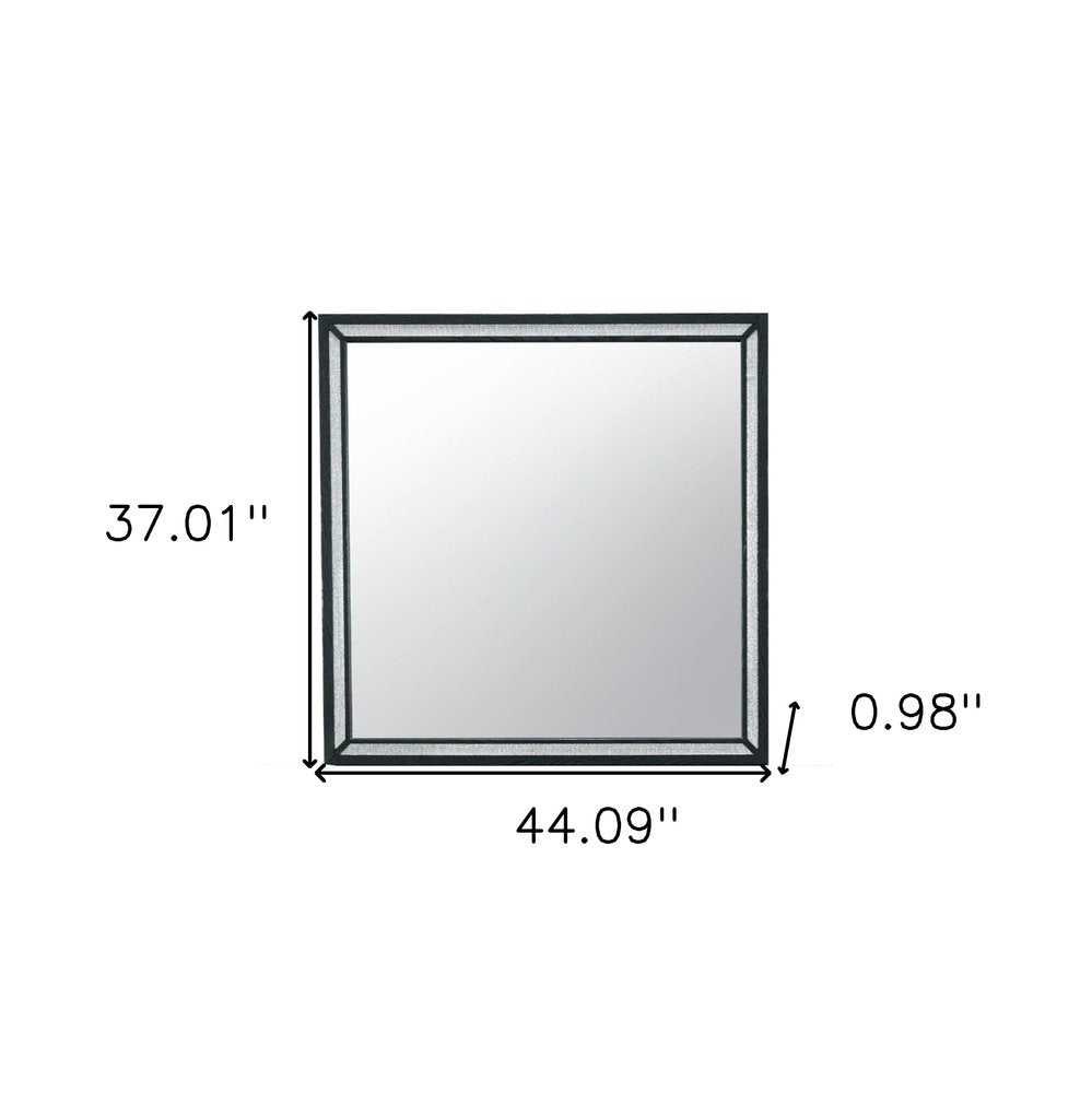 37" Black Faux Crystal And Wood Dresser Mount Framed Mirror HomeRoots