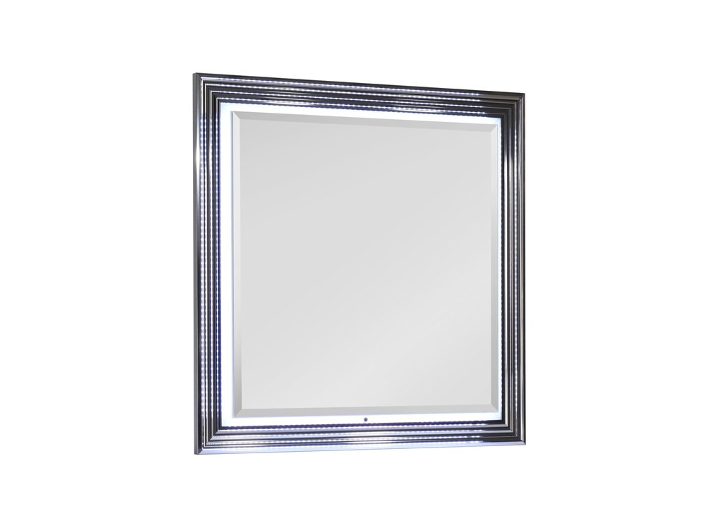 42" Silver And White Wood Square Lighted Dresser Mount Framed Mirror HomeRoots