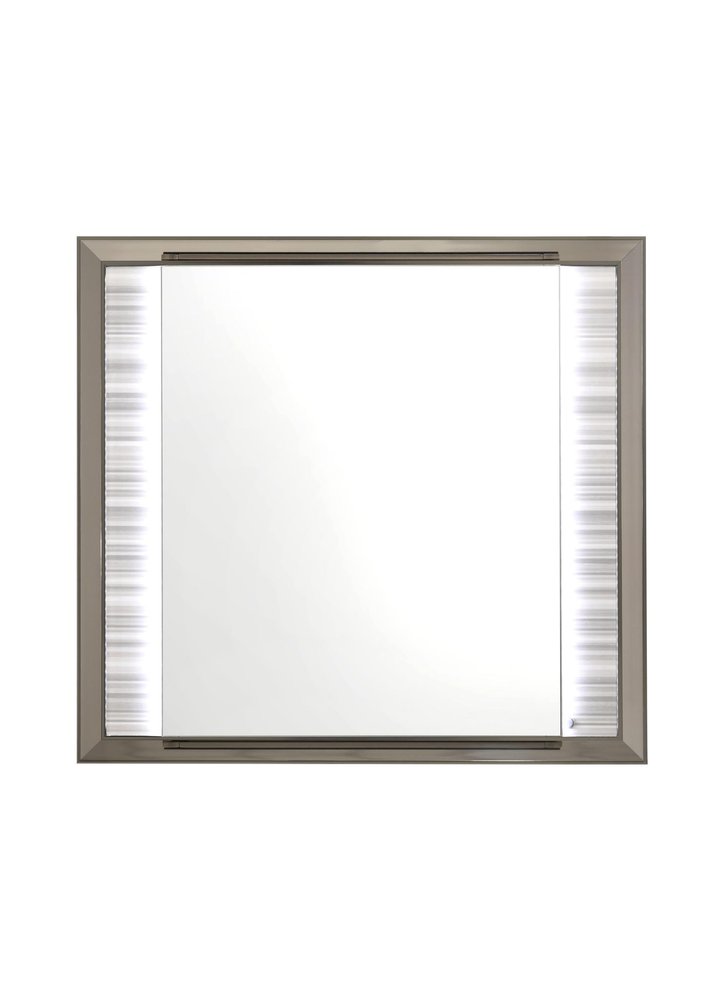 38" White And Silver Wood Lighted Dresser Mount Framed Mirror HomeRoots