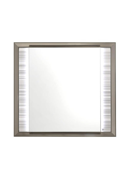 38" White And Silver Wood Lighted Dresser Mount Framed Mirror HomeRoots