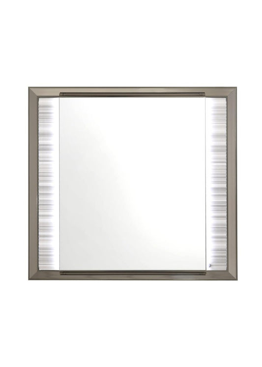 38" White And Silver Wood Lighted Dresser Mount Framed Mirror HomeRoots
