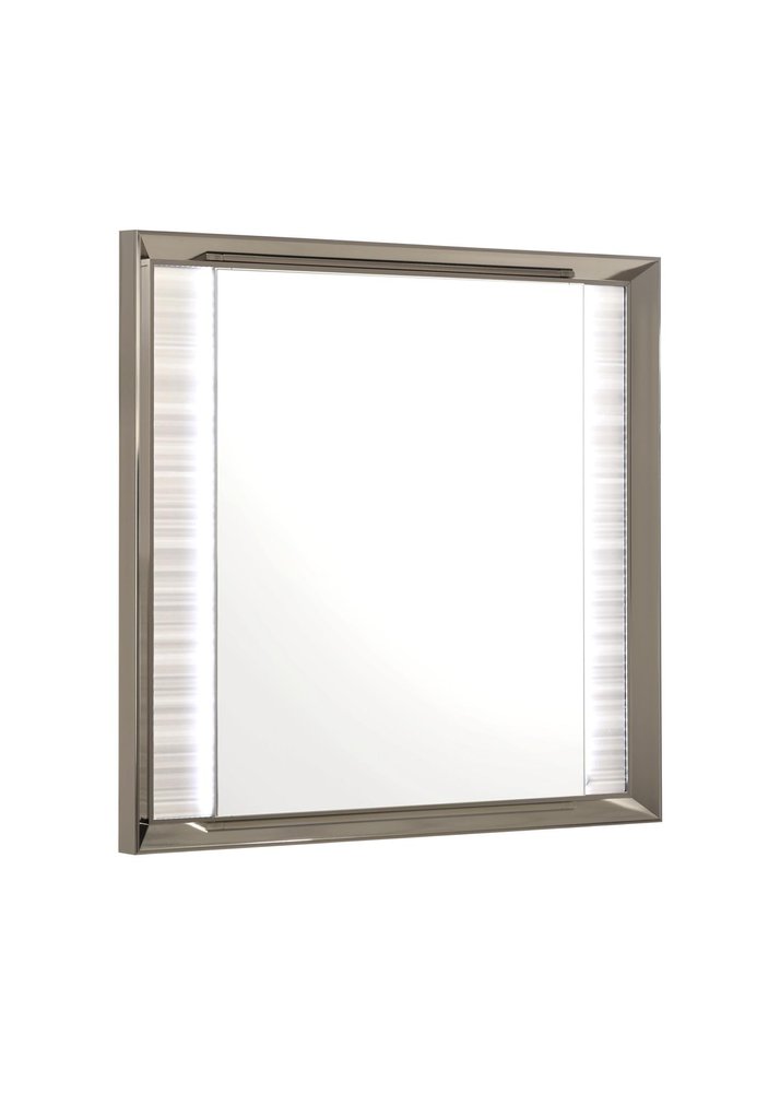 38" White And Silver Wood Lighted Dresser Mount Framed Mirror HomeRoots