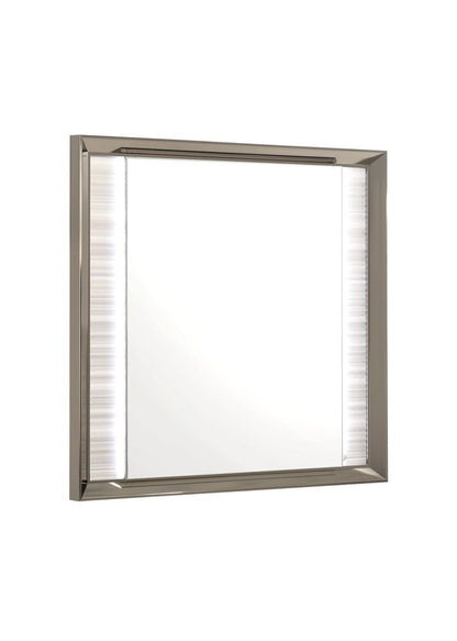 38" White And Silver Wood Lighted Dresser Mount Framed Mirror HomeRoots
