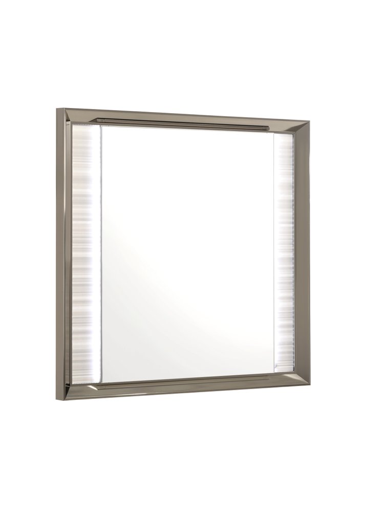 38" White And Silver Wood Lighted Dresser Mount Framed Mirror HomeRoots