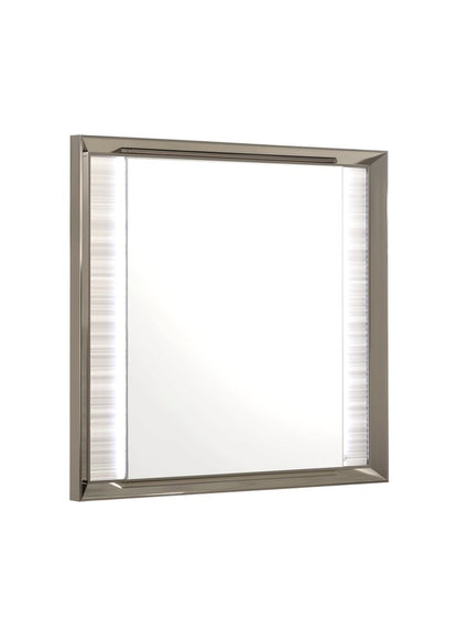 38" White And Silver Wood Lighted Dresser Mount Framed Mirror HomeRoots
