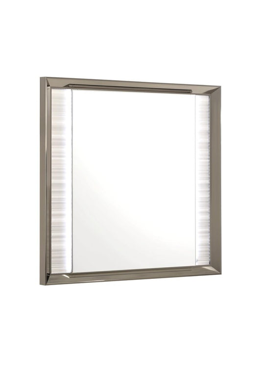 38" White And Silver Wood Lighted Dresser Mount Framed Mirror HomeRoots