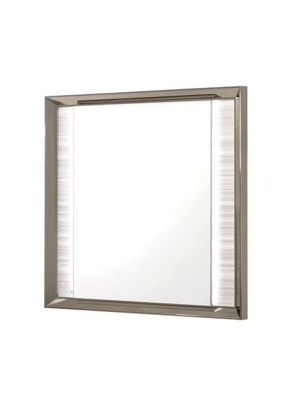 38" White And Silver Wood Lighted Dresser Mount Framed Mirror HomeRoots
