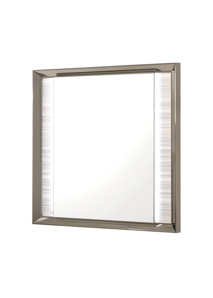 38" White And Silver Wood Lighted Dresser Mount Framed Mirror HomeRoots