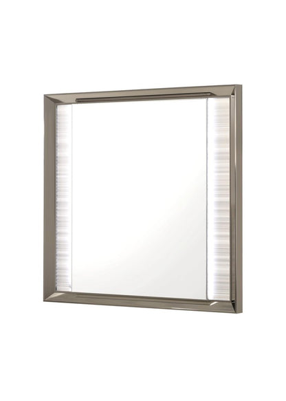 38" White And Silver Wood Lighted Dresser Mount Framed Mirror HomeRoots