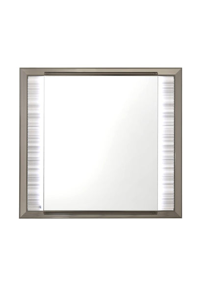 38" White And Silver Wood Lighted Dresser Mount Framed Mirror HomeRoots