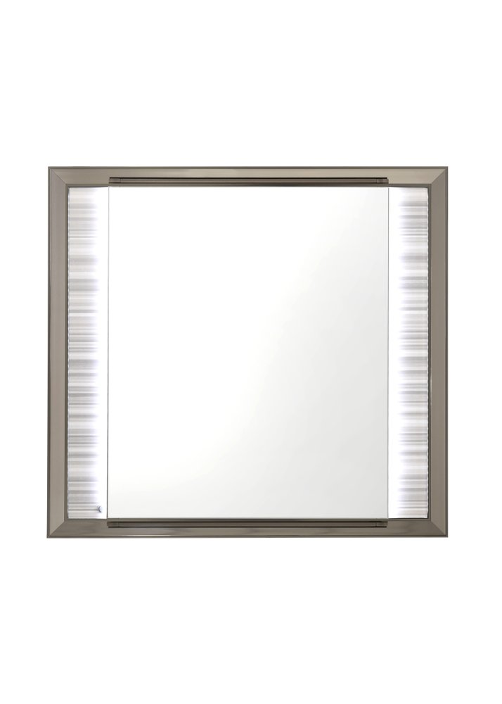 38" White And Silver Wood Lighted Dresser Mount Framed Mirror HomeRoots