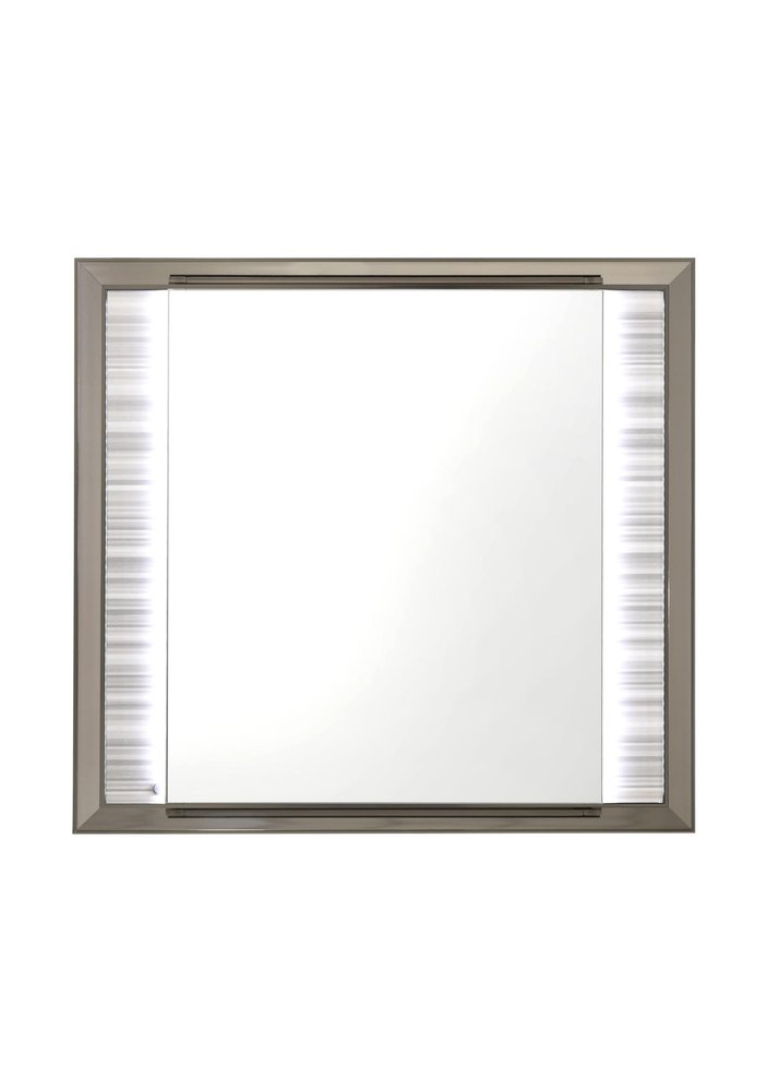 38" White And Silver Wood Lighted Dresser Mount Framed Mirror HomeRoots