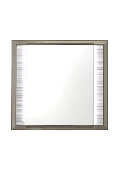 38" White And Silver Wood Lighted Dresser Mount Framed Mirror HomeRoots