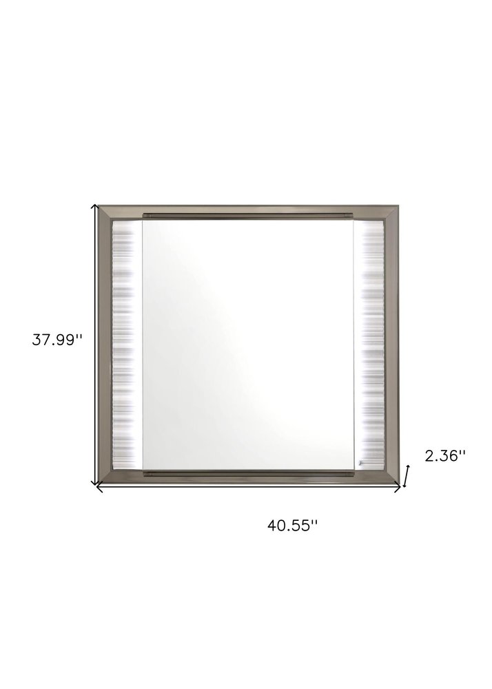 38" White And Silver Wood Lighted Dresser Mount Framed Mirror HomeRoots