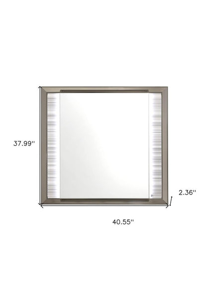 38" White And Silver Wood Lighted Dresser Mount Framed Mirror HomeRoots